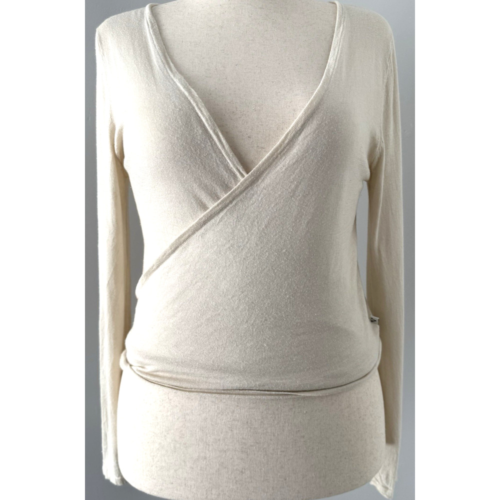 Vertigo Paris Wrap Cardigan Cream Balletcore Tie Waist Soft Knit Capsule Layer L